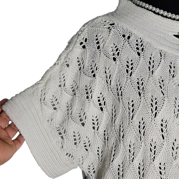 Nine West Cream Open-Knit Women's Poncho - Picture 4 of 7